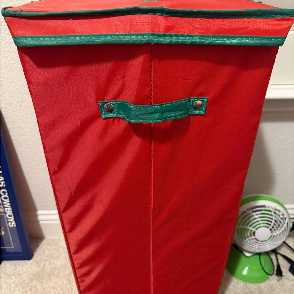 Red and Green Storage Bin for Wrapping Paper Christmas